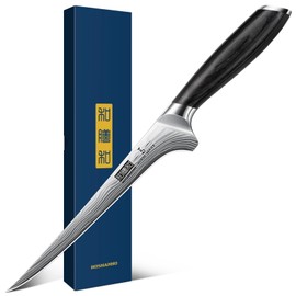 HOSHANHO Fillet Knife 7 Inch, Razor Sharp Boning Knife for Meat Poultry Chicken Cutting, Japanese High Carbon Powder Steel Fish Knife with Flexible Blade and Pakkawood Handle