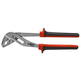 NEO TOOLS Pipe Wrench 250mm Range 10-45mm Hardened Carbon Steel 7 Position Adjustable Joint Ergonomic Non-Slip Handles Comfort and Safety at Work