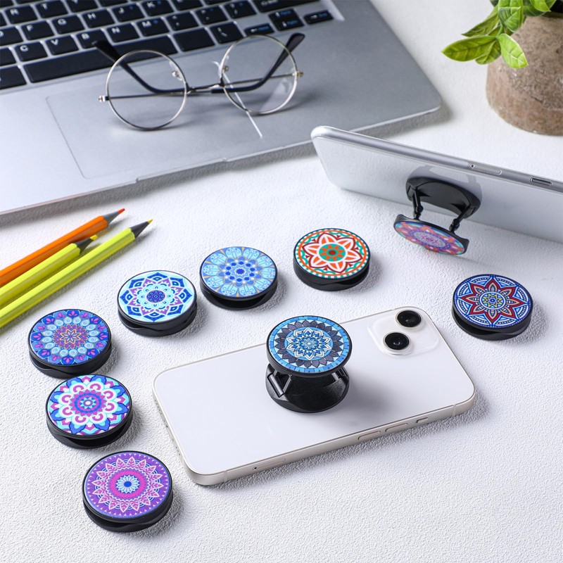 Honoson 9 Pieces Cell Phone Grip Holder Collapsible Holder Colorful