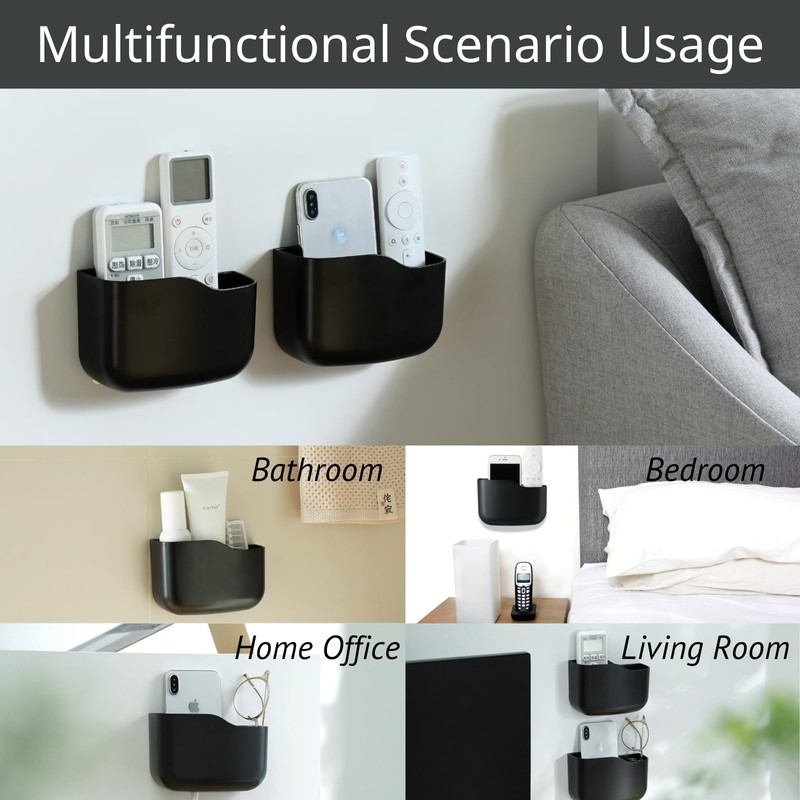 LINFIDITE 2 Pack Adhesive TV Remote Control Holder Wall Mount