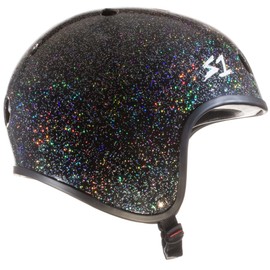 S1 Retro Lifer Helmet for Skateboarding, BMX, and Roller Skating - EPS Fusion Foam, CPSC & ASTM Certified - Black Gloss Glitter Medium (21.5")