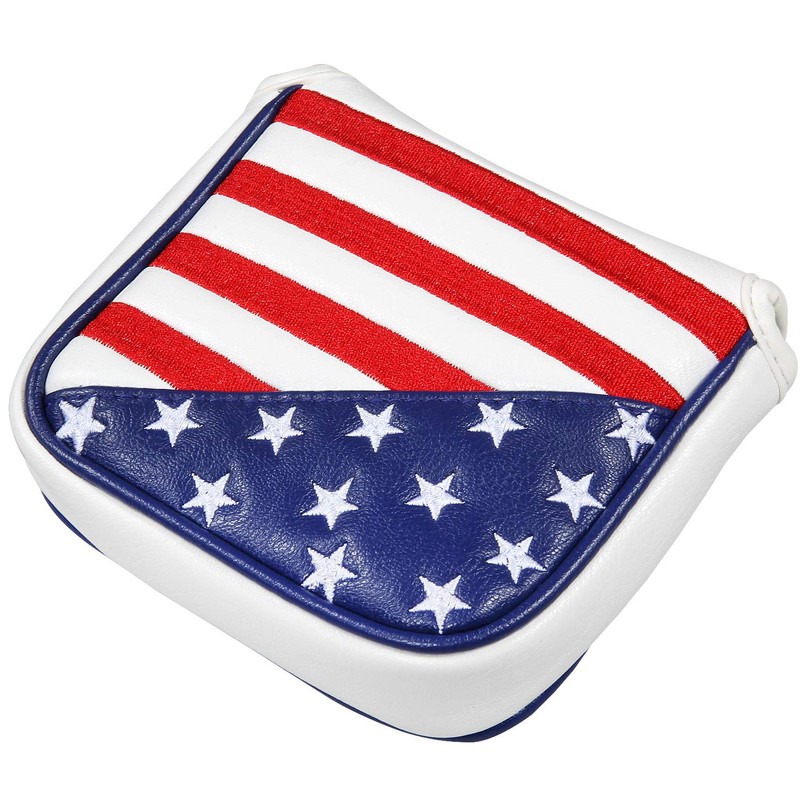 Golf Mallet Putter Cover Headcover Strip& Star Embroidery PU Leather