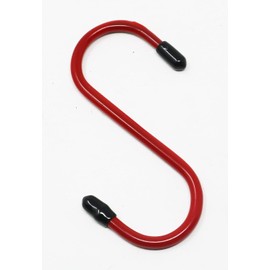 fiXte Plasic Coated S Hooks Rubber Ends Storage Kitchen Garage Shed Stall 100mm Red (5)