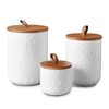 JOJUNO White Ceramic Canister Set with Wooden Lid, 3-Piece Airtight