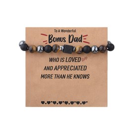 Stepdad Father's Day Gifts for Stepdad Bonus Dad Bead Bracelet for Step Dad Father Birthday Gift for Stepfather Stepdad Elastic Bracelet for Bonus Dad Fathers Day Birthday Gifts for Bonus Step Dad