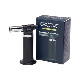 Groove Spark Professional Culinary Butane Torch - 4.29” x 6.38” x 2.6” Versatile Adjustable Flame Blow Torch for Every Kitchen Need & More - Easy Refill 10g Capacity (Butane Not Included) - Blue
