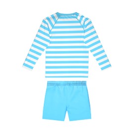 weVSwe Boys Two Piece Rash Guard UPF 50+ Kids Boys Swimming Costume Swimsuits Long Sleeve Sunsuit Swimwear Sets Swim Trunks Blue Smile 2 Years