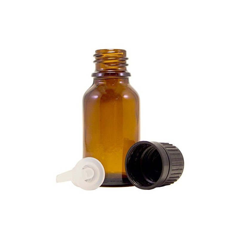 Amber Glass Bottle W/euro Dropper, Black Plastic Cap 1/2oz (15ml)