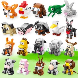 TENYEAH 20 Pack Party Favors Building Set for Kids, Mini Animals Building Block Toy, Classroom Prizes Goodie Bags Stocking Stuffer, Easter Gifts Birthday for Boy Girls Age
