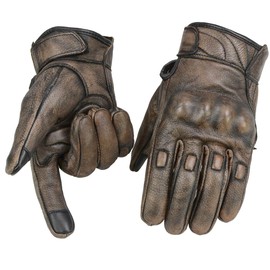 Milwaukee Leather MG7514 Men's Brown Leather with Gel Palm Motorcycle Gloves W/Protective Knuckle - X-Small