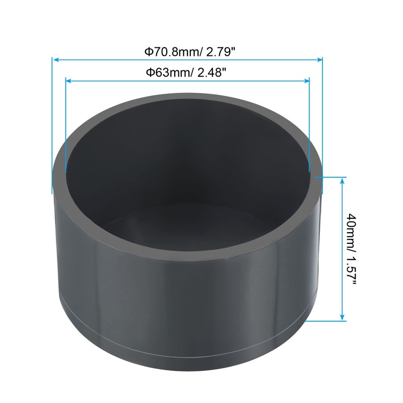 PATIKIL 63mm UPVC Pipe End Cap Fitting, 3 Pack Furniture