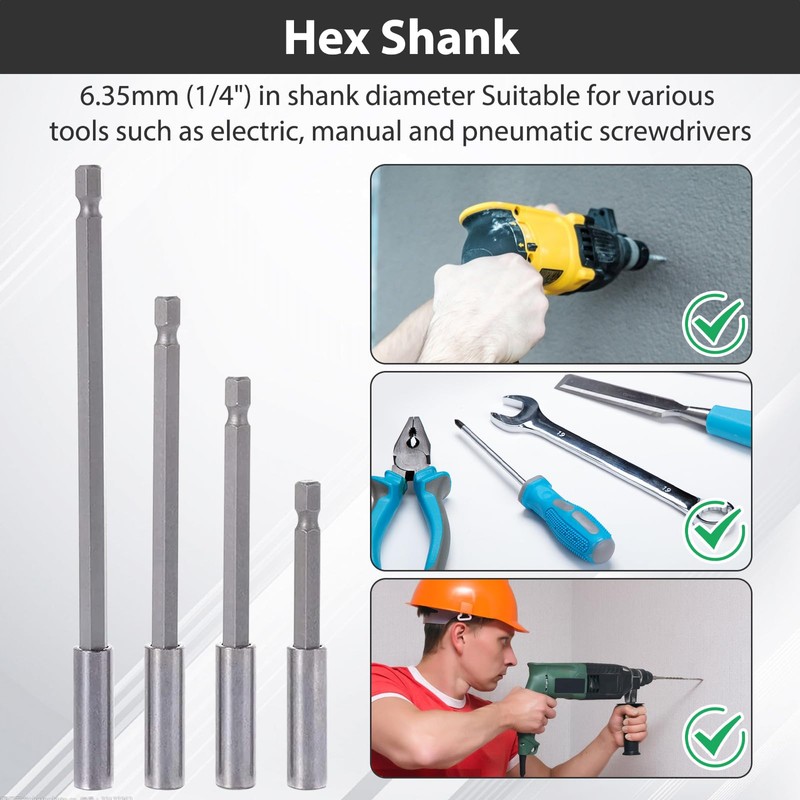 ExcellaElite Drill Bit Holder 4 PCS Drill Bit Extension, Magnetic