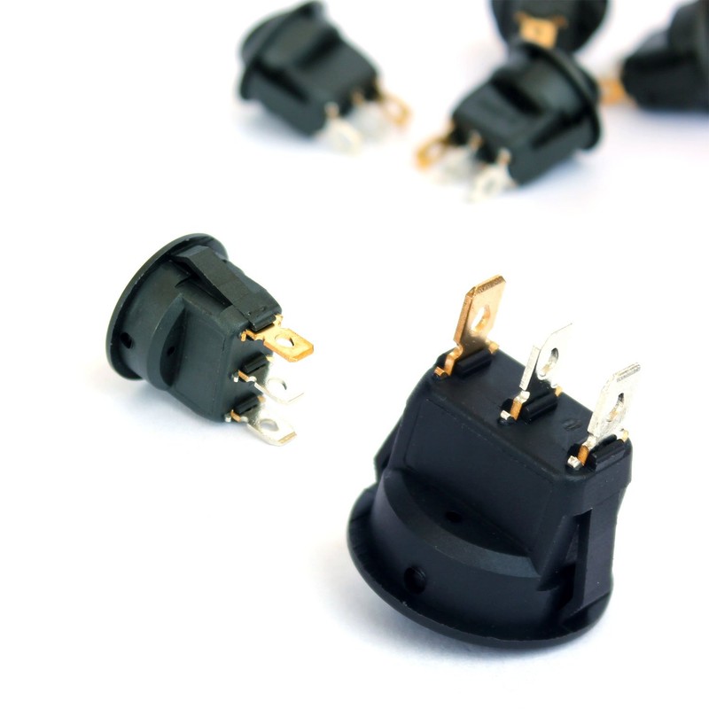 5 Pcs On-Off LED Round Rocker Toggle Switch Light DC