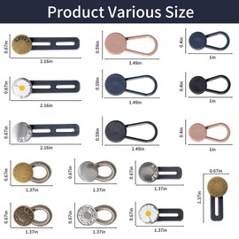 Secmity 16 Pcs Button Extenders for Jeans, Pants Extender Button for Women Men, Waist Extenders, No Sew Instant Waistband Collar Extender Buttons Metal Silicone for Mens Shirts Jeans Pants
