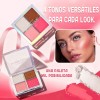 Paleta Rostro 3 En 1 Rubor Iluminador Contorno 4 Tonos