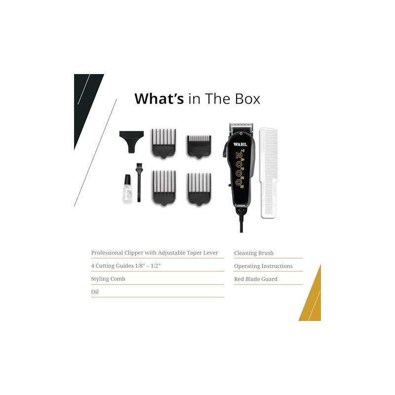 Wahl Professional Taper 2000 Adjustable Cut Clipper #8472-850 – Black