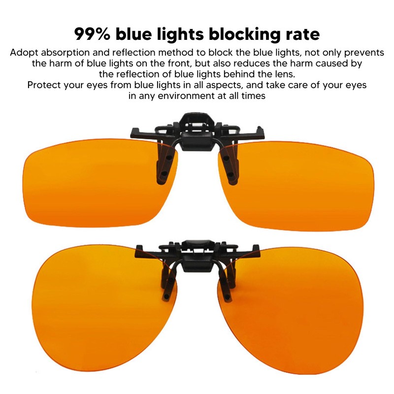 Gafas con Clip de Bloqueo de Luces Azules, Lente Naranja