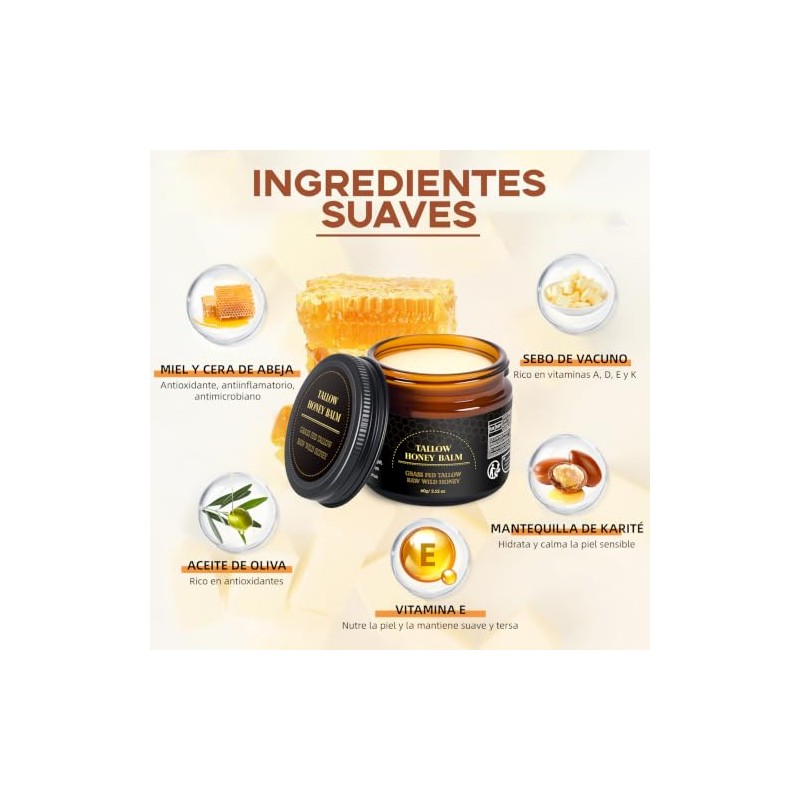 Crema de Cebo de Res para la Cara, Bálsamo de