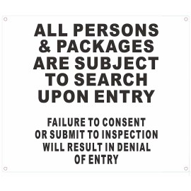 Buildingsigns.com All Persons & Bags Subject to Search Upon Entry Sign (White .........,)