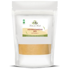 Herbes du Monde Organic Ashwagandha Withania+ - Vitality, Sleep and Relaxation - 100% Organic - Natural Powder - AB Certified - 1 Bag of 250g