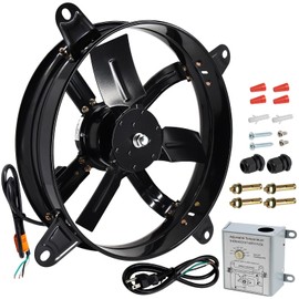 Hiorucet 16 Inch Wall Mounted Attic Gable Vent Fan with Adjustable Temperature Thermostat Control, 60HZ, 115V, 1480R/min, 98W, Gable Mount Vent Attic Fan with Pure Copper Motor, High Speed Low Noise