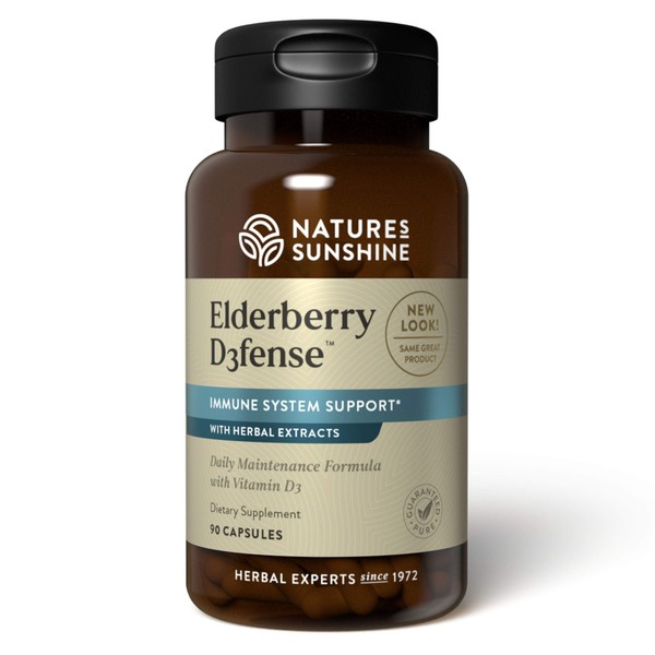 Nature's Sunshine Elderberry D3fense, 90 Capsules | Elderberry Supplement with Powerful Vitamin D, Sambucus Elderberry and Echinacea to Support The Immune and Respiratory Systems