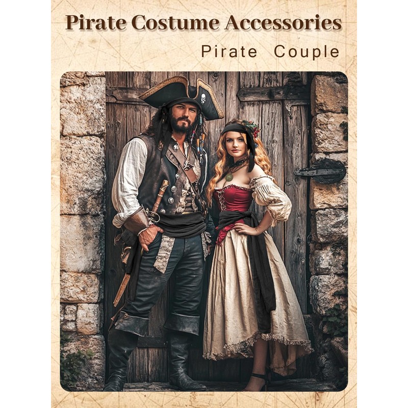 Verceco Men Pirate Costume Accessories Set for Women Bandana Headband