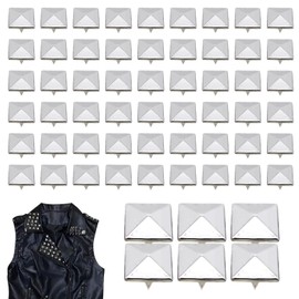 Pack of 100 Square Rivets Metal, 8 mm Pyramid Spike Rivets, DIY Punk Rivets, Rivets for Leather, Claw Rivets for Bags, Clothes, Shoes (Silver)