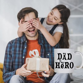 Kropsis My Dad İs My Hero Mug - For Him Funny Greatest Cool Dad Presents From Wife - Son and Daughter Best Fathers Presents For Anniversary Birthday and Christmas Mug White