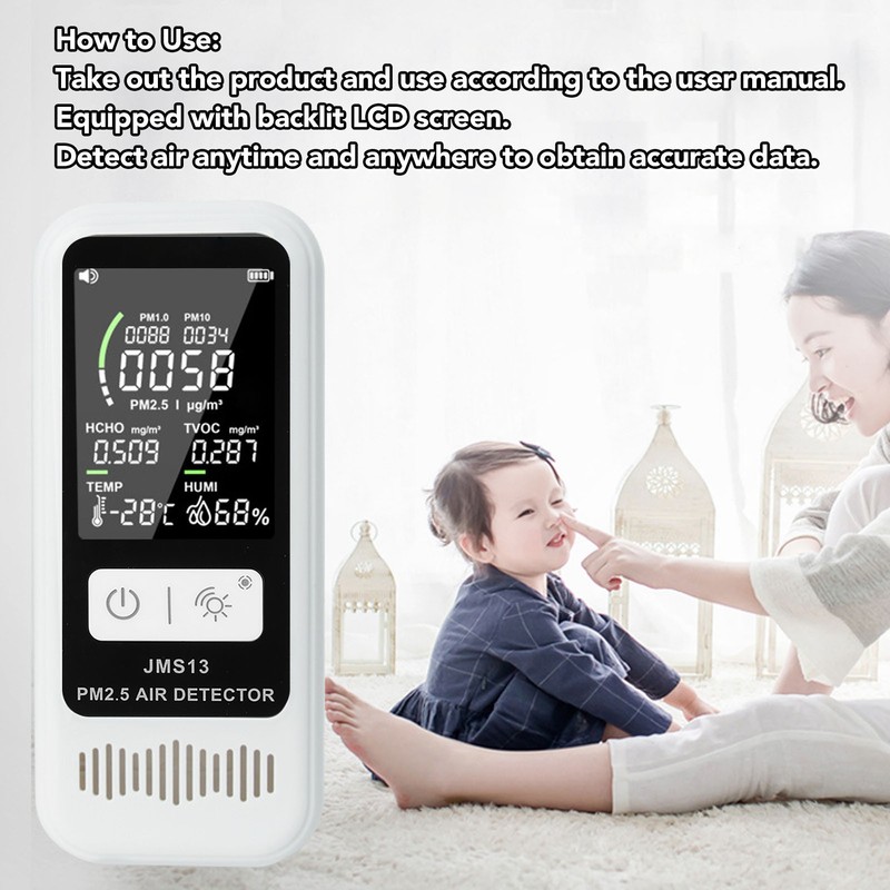Air Quality Monitor Pm2.5 10 1.0 Detector LCD Display Temperature