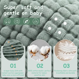 Looxii Muslin Burp Cloths 100% Cotton Muslin Cloths Large 20''x10'' Extra Soft and Absorbent 6 Pack Baby Burping Cloth for Boys and Girls(Multicolor)