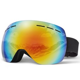 KULUSUPA Ski Goggles, Snowboard Goggles, Snow Goggles, Anti-Fog, Compatible with Glasses, Double Lens, Spherical Surface, 180° Wide View, Frameless Lenses, Removable Lenses, UV400 UV Protection, Breathable, Windproof, Dustproof, Snowproof, Lightweight, S