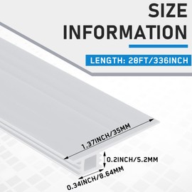 Pushglossy 28 ft Vinyl Sliding Screen Door Bug Seal Strip Adjustable Width 3/4" to 1-3/8" Bug Strip Screen Door Weather Stripping Side Insect Draft Stopper Seal for Window Patio Frame Filler(White)