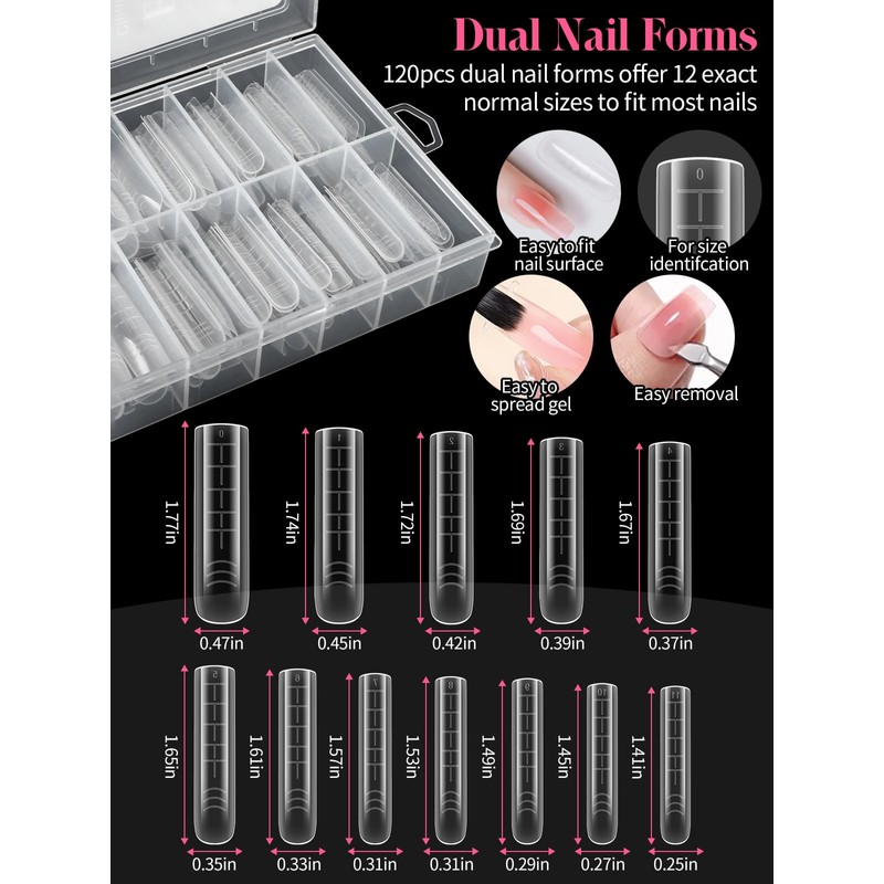 EBANKU Poly Gel Nail Forms Kit - 120PCS Reusable Square