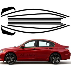 iwannachange Side Window Chrome Delete Vinyl Wrap Overlay fit for 2013 2014 2015 2016 2017 Honda Accord Sedan Accessories with Blackout Film Gloss Black Kits