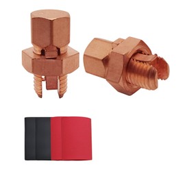 Split Bolt Connectors Copper Grounding Wire Clamps with Heat Shrink Tube for Completing Ground Bonding (Wire 4AWG - 10AWG(2PCS))