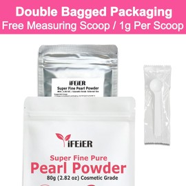 Polvo de perla de agua dulce puro para el cuidado de la piel y cosméticos caseros. 80 g (2,82 oz) Polvo de perla superfino para lociones caseras cremas sueros elaboración de mascarillas