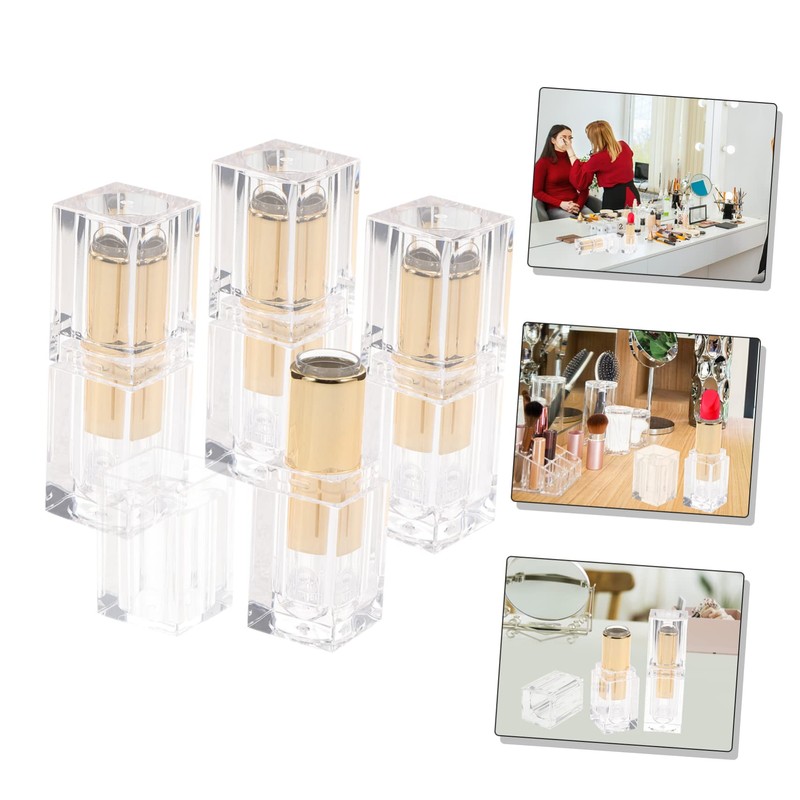 SAFIGLE 4Pcs Transparent DIY Lipstick Tubes Refillable Lipstick Storage Containers