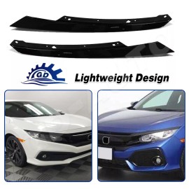 GD-AUTO For 2019 2020 2021 Honda Civic Headlight Eyelid Trim Molding Glossy Black Pair