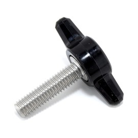 #10-32 x 3/4" Thumb Screw Stainless Steel - Black Tee Wing Plastic Knob - Fine Thread Thumbscrew - Length: 0.750" - Proudly Built in USA - Package of (10)