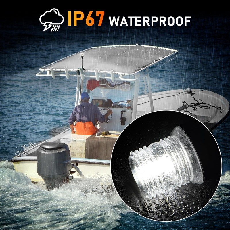 SCYONBARCO 12-Inch Bimini Top Stern Light for Pontoon, Anchor Light