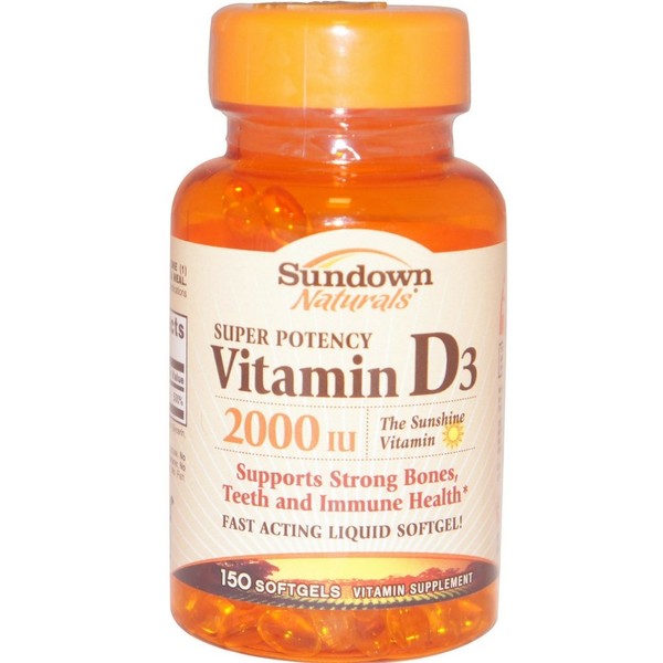 Sundown Naturals Vitamin D-2000 IU, 150 SoftGels (Pack of 2)