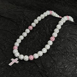 TYQSY Baseball Necklace, 18-20 Inch Rhinestone Bead Necklace, Baseball Cross Necklace for Men, Adjustable Drip Necklaces, Athletic-Inspired Baseball Jewelry for Team Lovers Fans