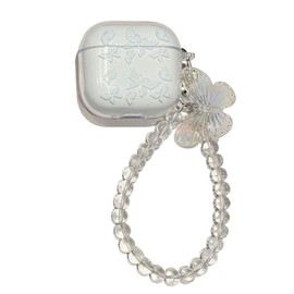 PIQIUZC For Airpods 4 Clear Case Cover, Transparent TPU Protective Case for AirPod 4 Headphones, Advanced Cute Fashion Pattern Protective Set with Bracelet (Butterfly)