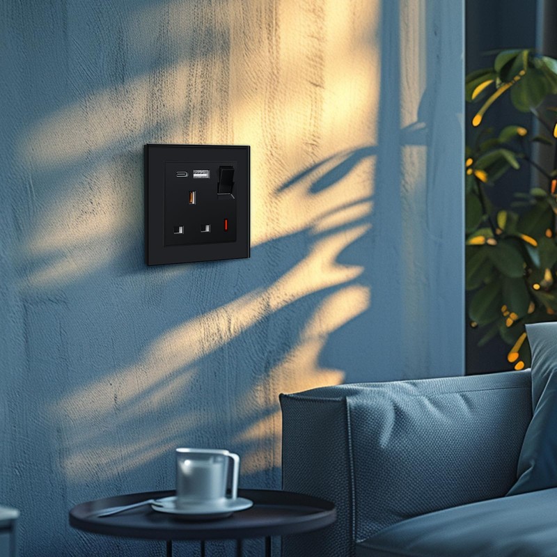 BSEED Single Socket 13A with USB A and USB C
