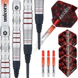 Unicorn Darts Set | Ballista Style 3 | 70% Natural Tungsten Barrels with Red Accents | Epic Soft Tips | 18 g