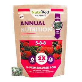 NutriPod for Annuals - Pre-Planting Flower Fertilizer, Easy-to-Use Slow-Release Nutrients for Annual Flowers, Zero Waste Plant Food, 16 Premeasured Pods for 2X Faster and Healthier Plant Growth