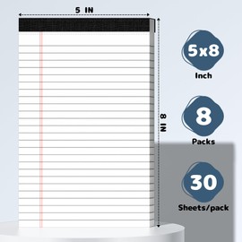 8pcs Legal Pads 5x8 White Note Pads Small Notepads College Ruled