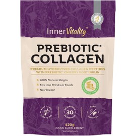 Prebiotic Collagen Powder - 420g Hydrolysed Bovine Collagen Peptides with Prebiotics for Gut Health & Skin, Collagen Powder for Woman & Men by Inner Vitality
