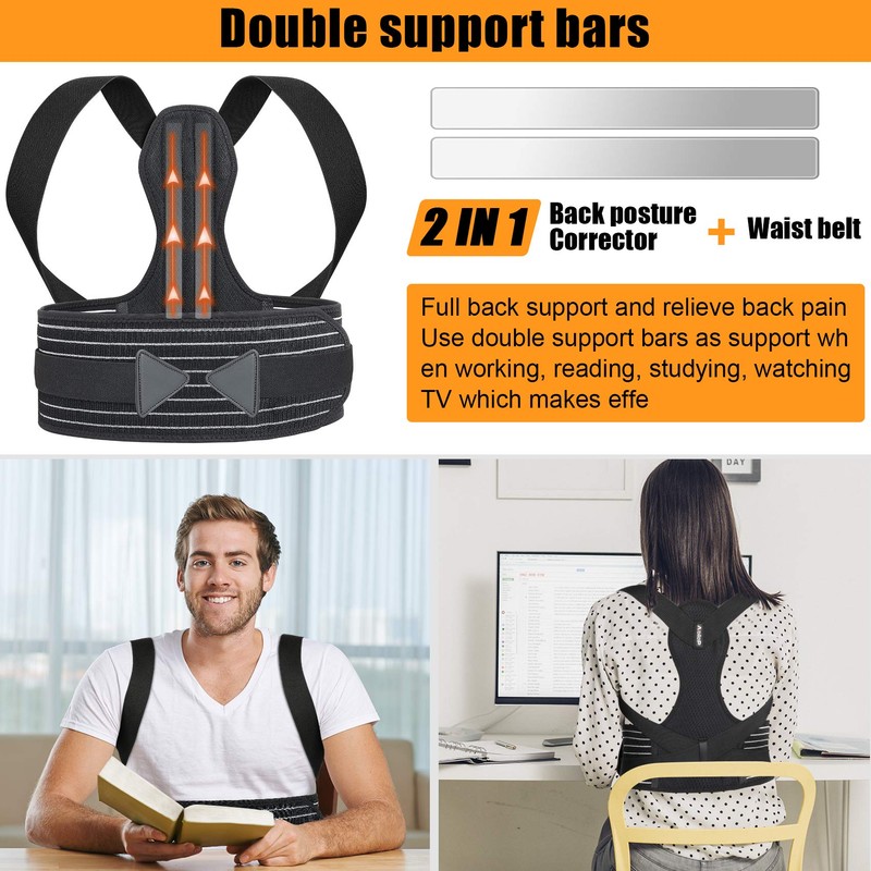 Aollop Posture Corrector Men Back Brace Back Support with Breathable